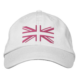 Union Jack ~ In Girly Pinks Bestickte Kappe