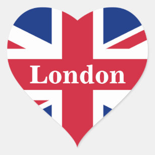 Union Jack London ~ Britische Flagge Herz-Aufkleber