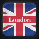 Union Jack London ~ Britische Flagge Pappteller<br><div class="desc">Flagge des Vereinigten Königreichs Großbritannien und Nordirland mit Londoner Text. Verlassen, Text anpassen oder Leerstelle machen.</div>