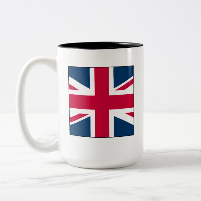Union Jack Medium Sized Two Tone 15 oz. Mug (Gauche)