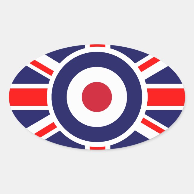Union Jack Mod England Ziel Ovaler Aufkleber (Vorderseite)