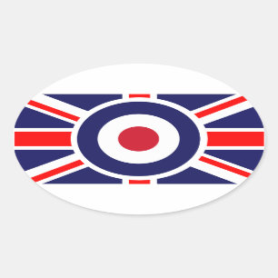 Union Jack Mod England Ziel Ovaler Aufkleber