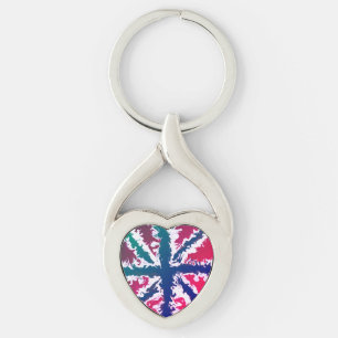 Union Jack Painted UK Art Pink Blue Green throw Schlüsselanhänger