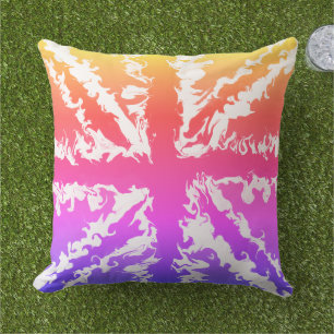 Union Jack Painted UK Art Pink Lila Orange Ombré Kissen