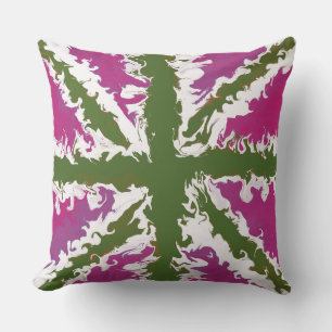 Union Jack Painted UK Art Pink und Green Decke Kissen