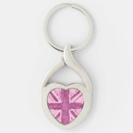 Union Jack Painted UK Art Plum Schlüsselanhänger