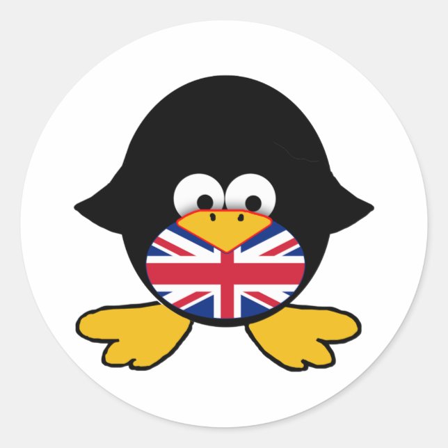Union Jack Penguin Runder Aufkleber (Vorderseite)
