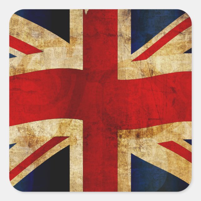 Union Jack Quadratischer Aufkleber (Vorderseite)