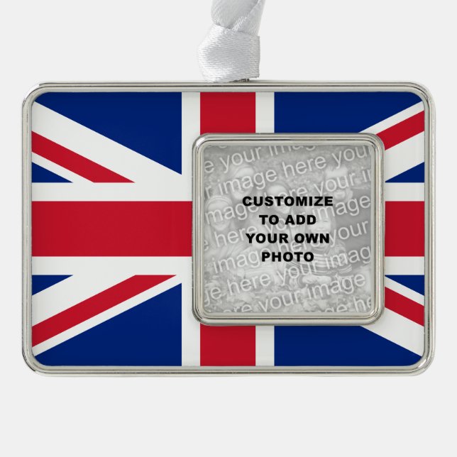 Union Jack Rahmen-Ornament Silber (Vorderseite)