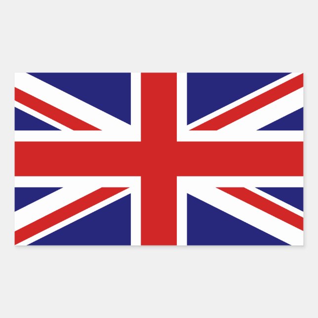 Union Jack Rechteckiger Aufkleber (Vorderseite)