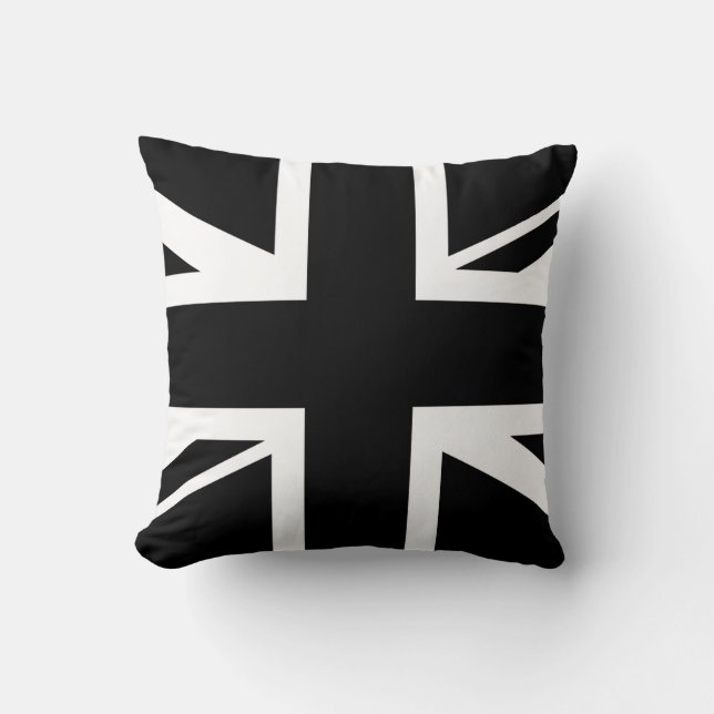 Union Jack ~ Schwarz und Weiß Kissen (Vorderseite)