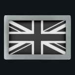 Union Jack ~ Schwarz und Weiß Rechteckige Gürtelschnalle<br><div class="desc">Ein Schwarz-Weiß-Union-Jack</div>