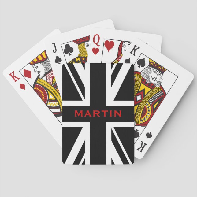 Union Jack ~ Schwarz und Weiß Spielkarten (Rückseite)