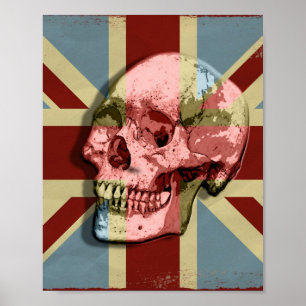 Union Jack Smiling Skull Moderne Wandkunst Poster
