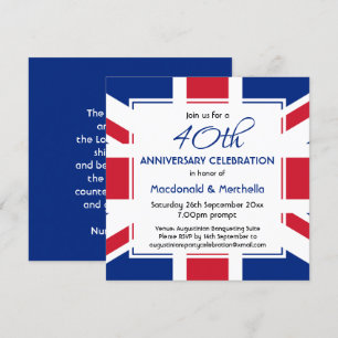 UNION JACK UK FLAG Benutzerdefinierte BLAUE Feier Einladung