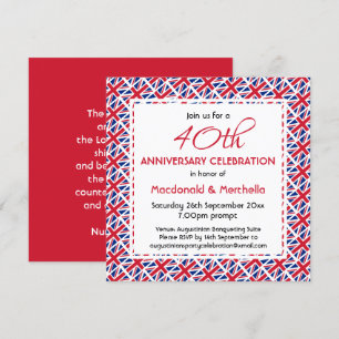 UNION JACK UK FLAG Custom Anniversary Celebration Einladung
