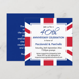 UNION JACK UK FLAG Custom BLUE Celebration Einladung