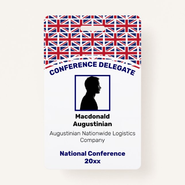 UNION JACK UK FLAG Kundenspezifische Logo-Foto-ID  Ausweis (Vorderseite)