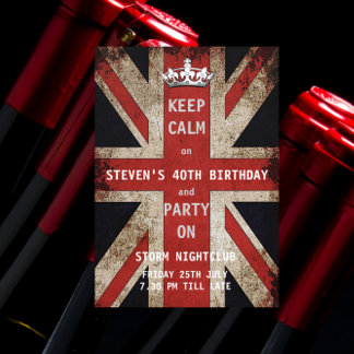 Union Jack UK Flag Male's Birthday Party Einladung