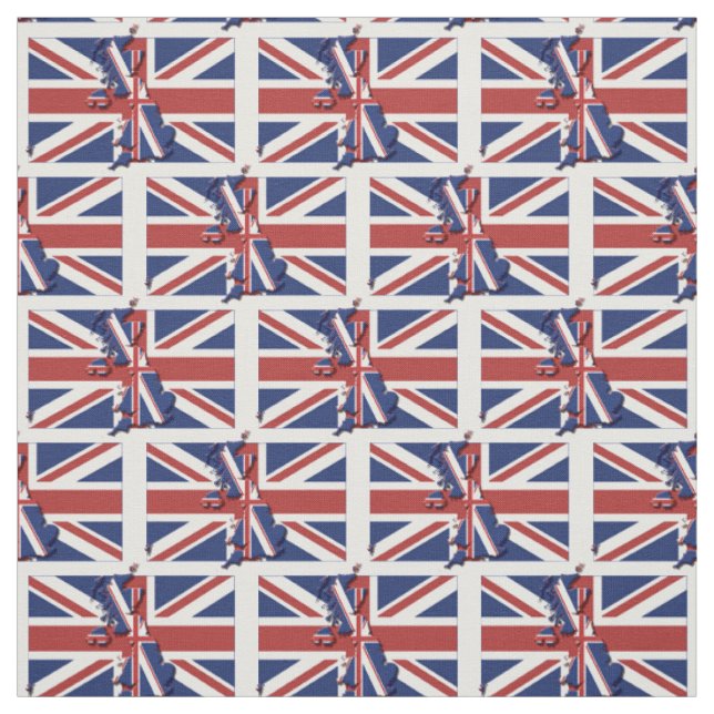 UNION JACK UK FLAG Map Kontur Stoff (Muster)