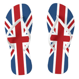 Union Jack UK Patriotic Flag Red White Blue Flip Flops