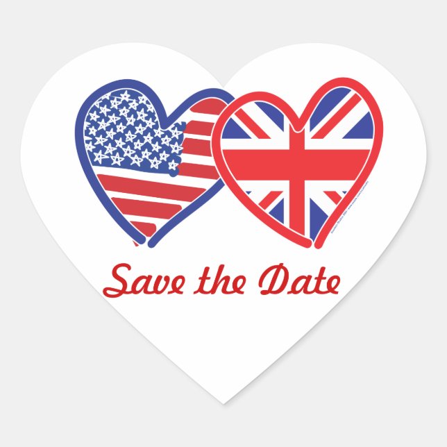 Union Jack/USA Herz-Aufkleber (Vorderseite)