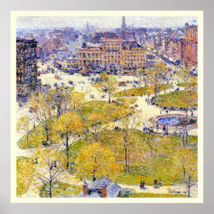 Union Square im Frühling von Frederick Childe Hass Poster