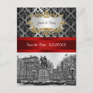 Union Square NYC Black Damask 211 Terminankündigun Ankündigungspostkarte
