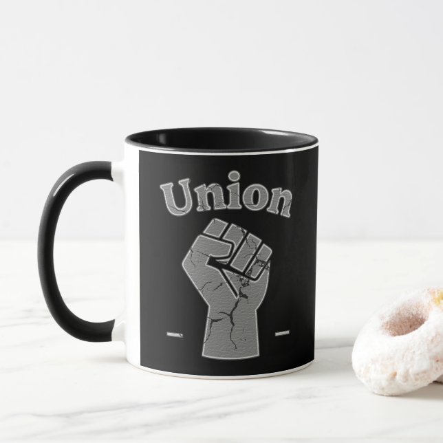 Union Strong Worker Fist Minimal Design Tasse (Mit Donut)