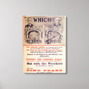 Unionist-Party-Plakat für britischen General Leinwanddruck