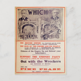 Unionist Party Poster für den britischen General Einladungspostkarte