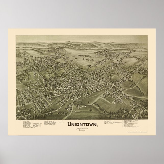 Uniontown, PA Panoramic Map - 1897 Poster (Vorne)