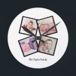 Unique 4 Photo Collage Personalized Runde Wanduhr<br><div class="desc">4 Photo Collage Personalized Template wall clock .. simply add your own photographs and text to this great wall clock .. easy to personalize .. customizable photo template clock from Ricaso - perfect gift-ideas</div>