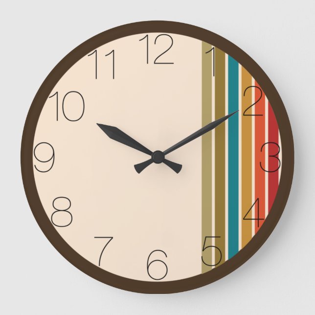 Unique 70's Coloured Stripe Wall Clock Große Wanduhr (Vorderseite)