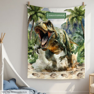 Unique Angry Dinosaur Blanket Individuelle Name Bo Fleecedecke