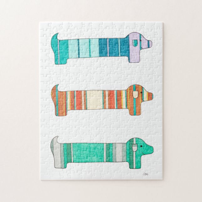 Unique Art Puzzle - 3 Dachshund Color Study (Vertikal)