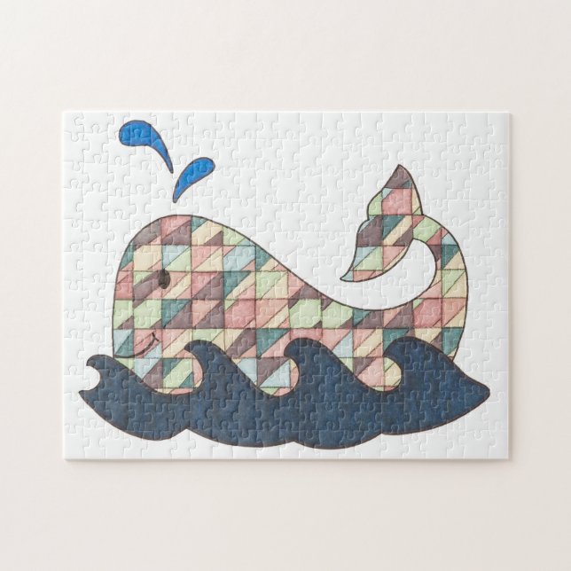 Unique Art Puzzle-Geometric Whale (Horizontal)