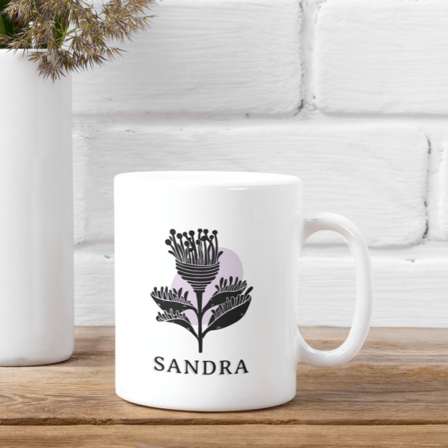 Unique Artistic Floral Monochrome Personalized  Kaffeetasse (Von Creator hochgeladen)