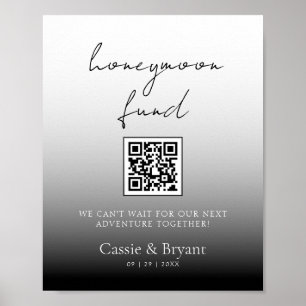 Unique Black and White Honeymoon Fund Wedding Sign Poster