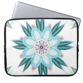 Unique Blue Blume Mandala Vibe Laptopschutzhülle