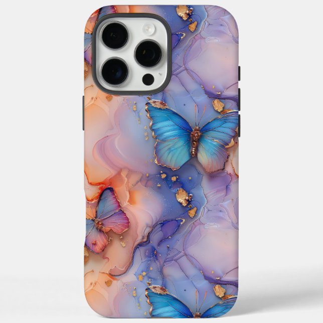 Unique Boho Butterfly Marble iPhone iPhone 16 Pro Max Hülle (Rückseite)