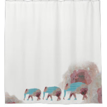Unique Boho Chic Floral & Elephant Douche Rideau