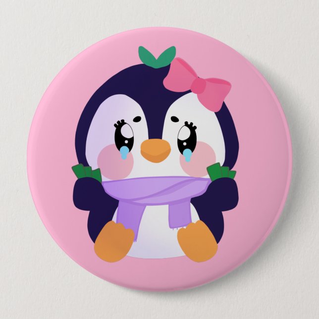 Unique Broke Niedlich Pinguin Button (Vorderseite)