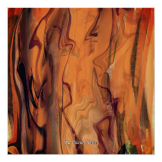 Unique Brown Abstract Marble Liquified Wall Art Poster