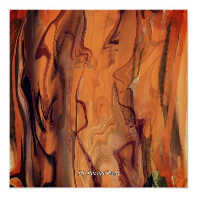 Unique Brown Abstract Marble Liquified Wall Art Poster (Vorderseite)