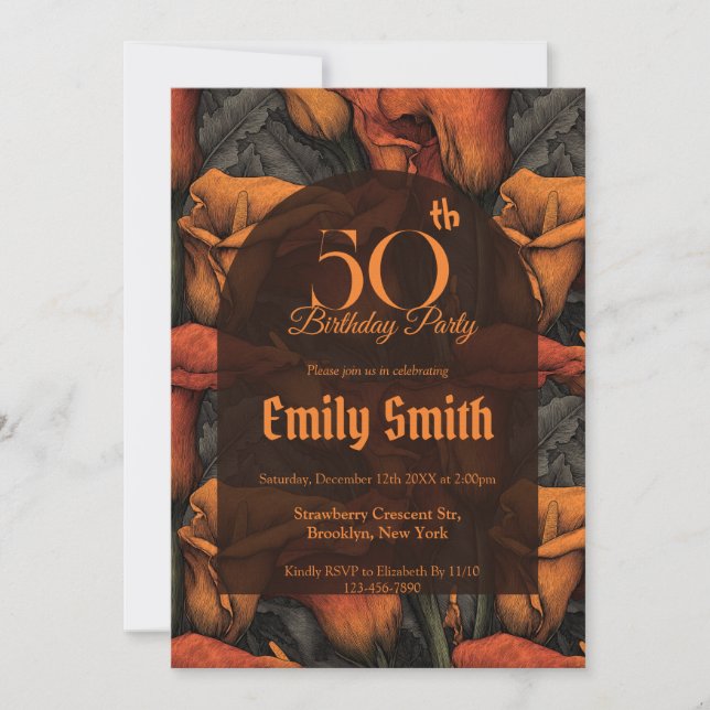 Unique Call Lilies Accent First Birthday Gift Einladung (Vorderseite)