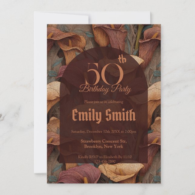 Unique Call Lilies Aesthetic Romantic Party Einladung (Vorderseite)