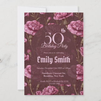 Unique Carnation Accent Milestone Birthday Einladung