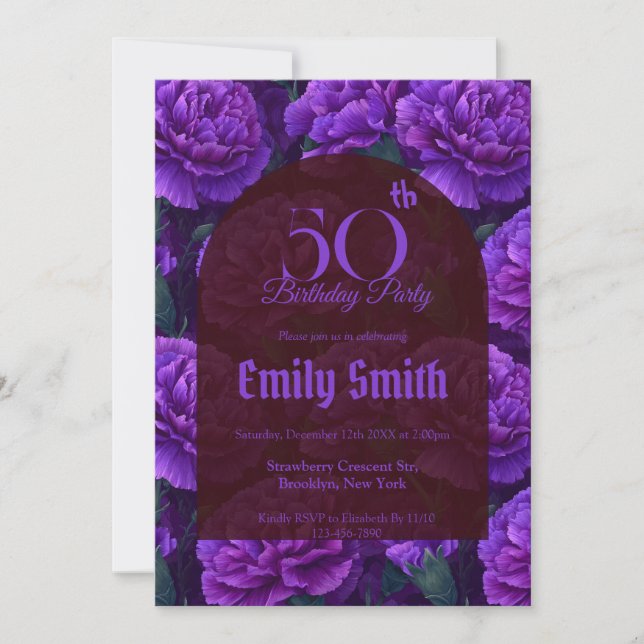 Unique Carnation Floral Kids’ Birthday Einladung (Vorderseite)