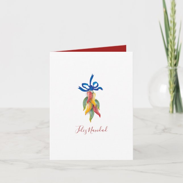 Unique carte de Noël à l'aquarelle rouge et verte (Devant)